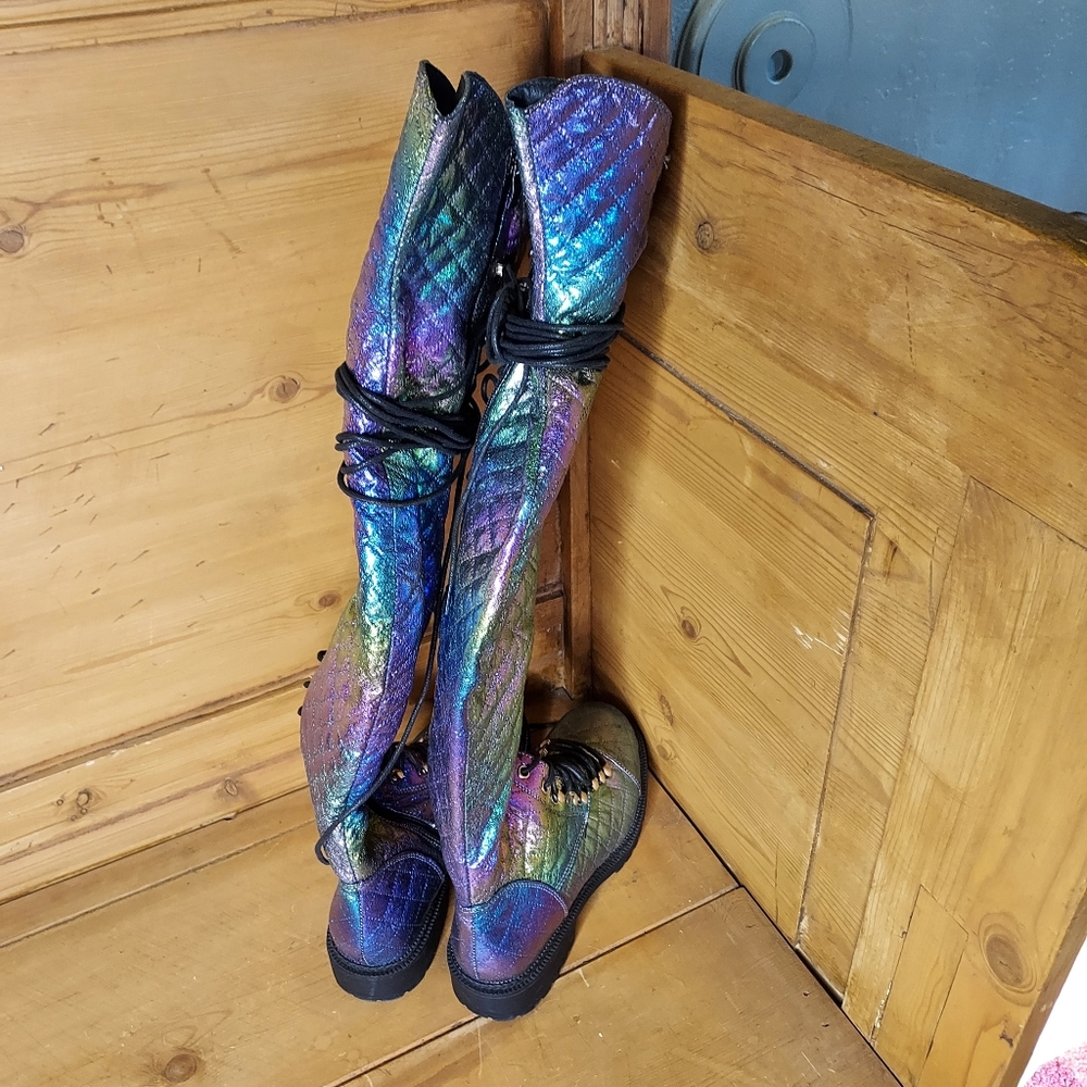 OCHO TOROS Morelia Holographic Thigh High Boots sz 6 - Picture 4 of 8